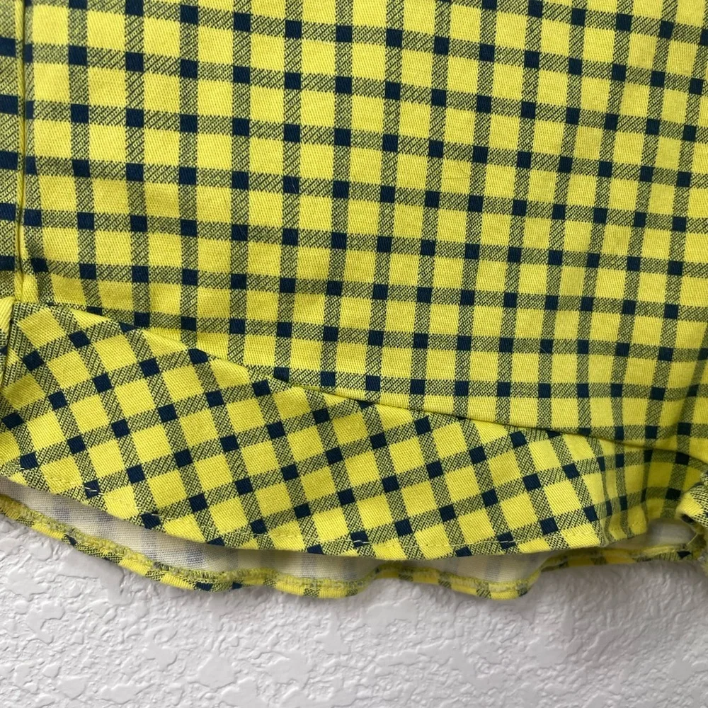 Zara Yellow / Black Check Ruffle High Rise Shorts - Picture 5 of 10